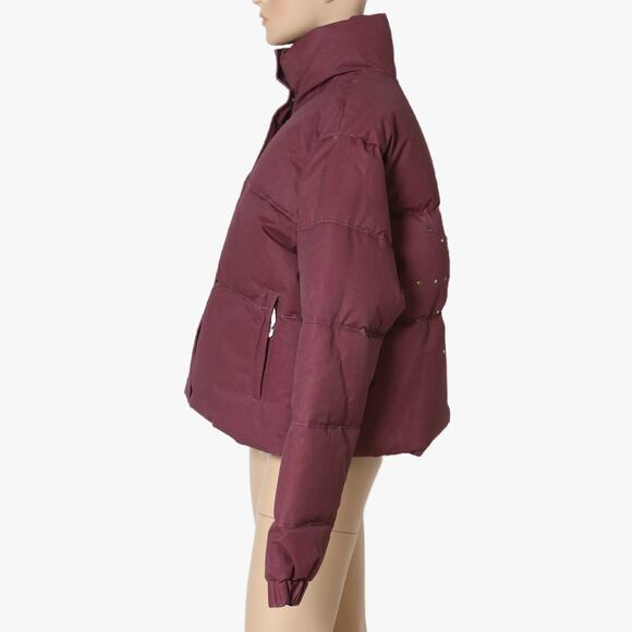 GUESS USA Burgundy Puffer Jacket with Metallic Studs w/ Tags - Picture 2 of 9